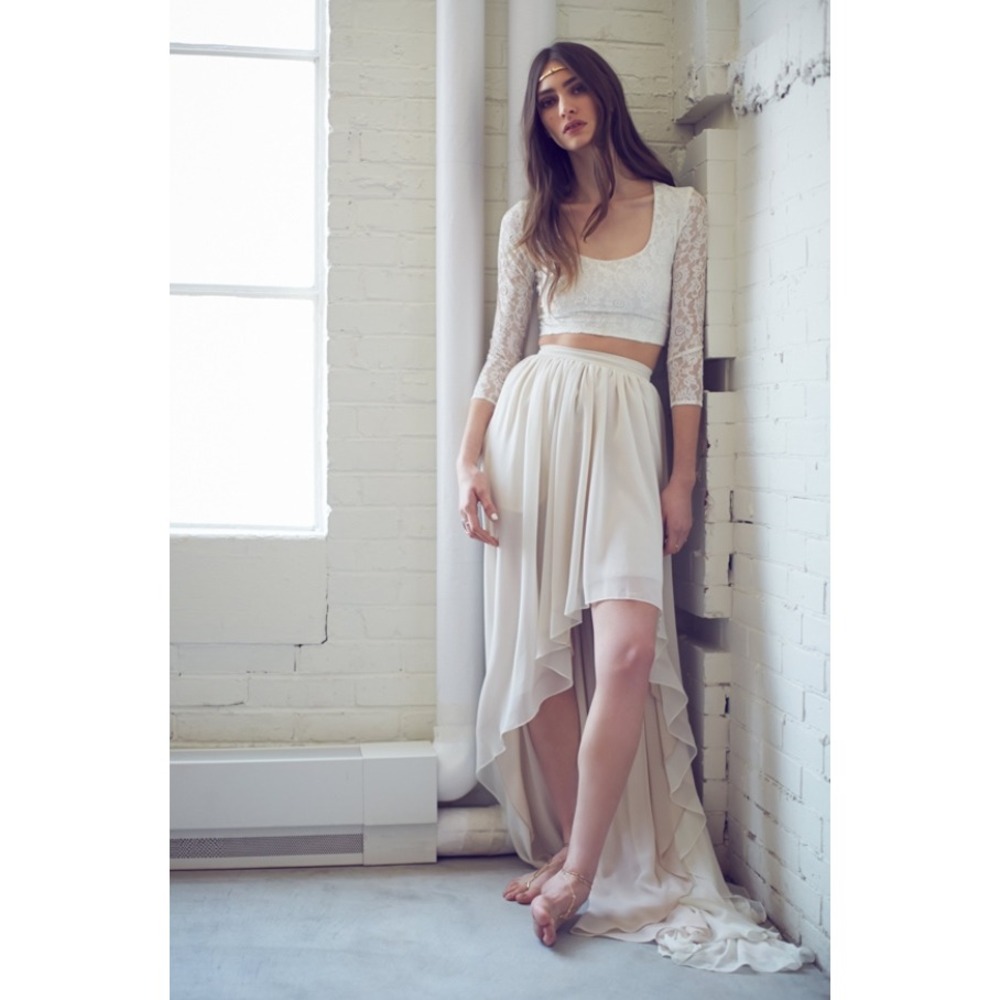 Gwen Jones x Free People Callie Bridal Skirt Ivory High Low City Bride Size 4